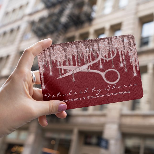 Cartão De Visita Tesoura Hair Stylist Hairdresser Rosa (Criador carregado)