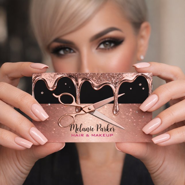 Cartão De Visita Tesoura Hair Stylist Hairdresser Rosa Drives Preto (Criador carregado)