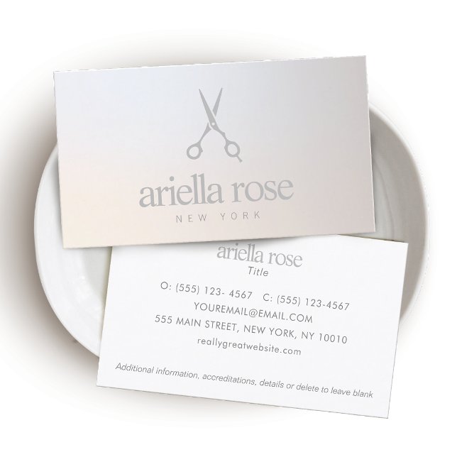 Cartão De Visita Tesoura Hairstylist Elegante Gradiente Luminoso (Criador carregado)