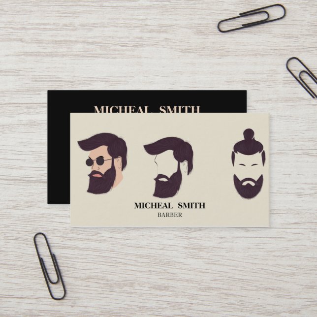 Cartão De Visita Tesoura Legal Simples de Monograma de Barber de Vi (Frente/Verso In Situ)