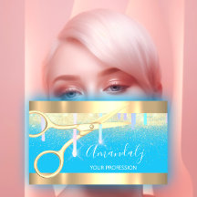 Tesoura moderna do cabeleireiro pinga azul Dourado