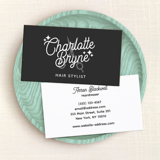 Cartão De Visita Tesoura Preta De Cabelo Retro (Criador carregado)