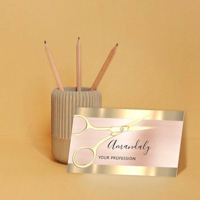 Cartão De Visita Tesoura profissional de cabeleireiro Rosa (Criador carregado)