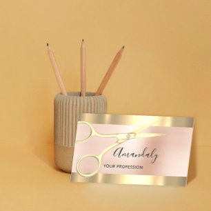 Cartão De Visita Tesoura profissional de cabeleireiro Rosa