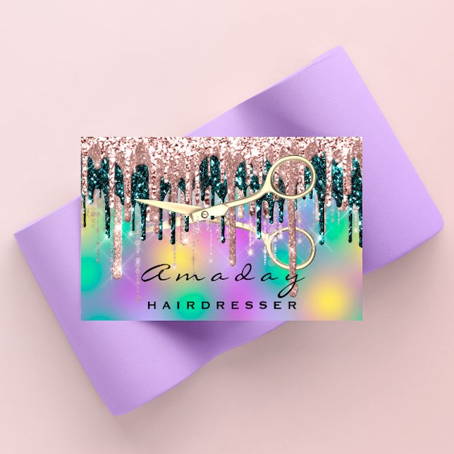 Cartão De Visita Tesoura profissional do cabeleireiro Rosa CÓDIGO Q (Criador carregado)