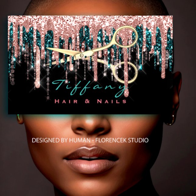 Cartão De Visita Tesoura profissional do cabeleireiro Rosa preto Do (Professional Hairdresser Scissors Rose Black Gold Business Card)