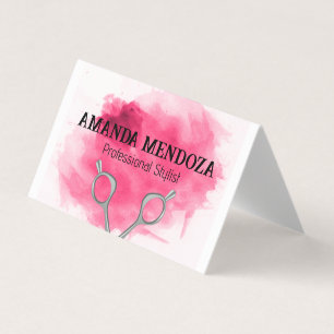 Cartão De Visita Tesoura Salon   Corante Vermelho Artístico