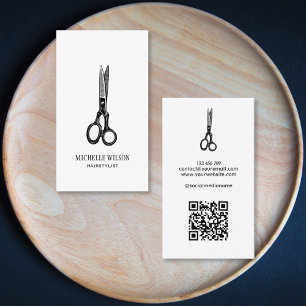 Cartão De Visita Tesoura Simples e Minimalista do Cabelo de Código 