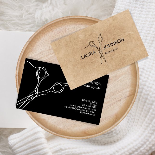 Cartão De Visita Tesoura Simples Mínima Moderna Stylist Hair (modern line minimalist scissors)