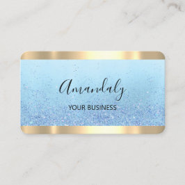 Cartão De Visita Tesoura Stylist Coiffeur Dourada Azul