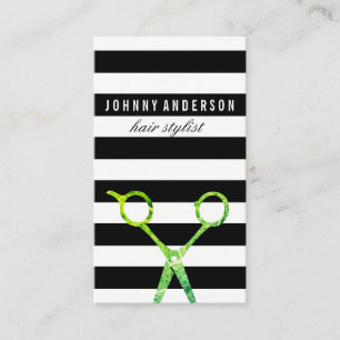 Cartão De Visita Tesoura/Variação do Grunge do Padrão de Stripe Chi