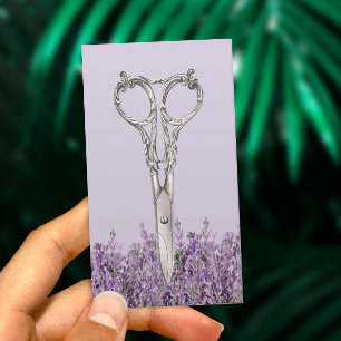 Cartão De Visita Tesoura Vintage Stylist e Lavanda