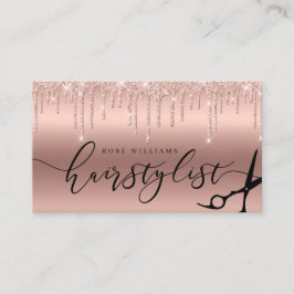 Cartão De Visita Tesouras de rosa ouro para relíquia com cabelos co