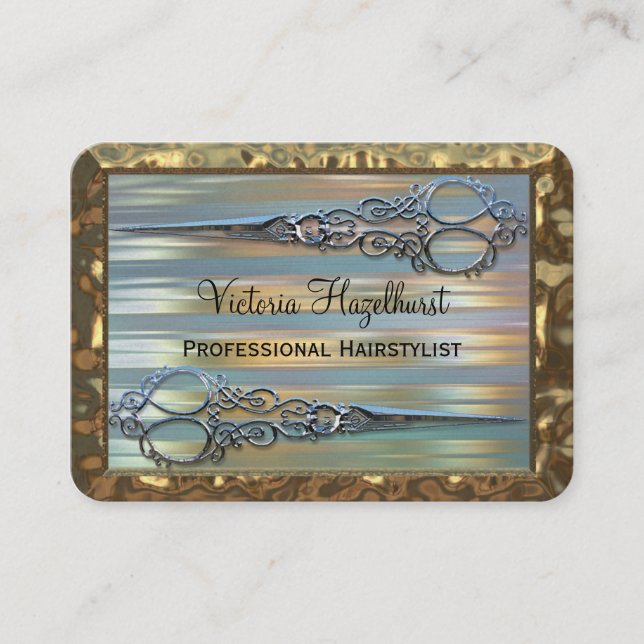 Cartão De Visita Tesouras dobro de Wythcoiffer profissionais (Frente)