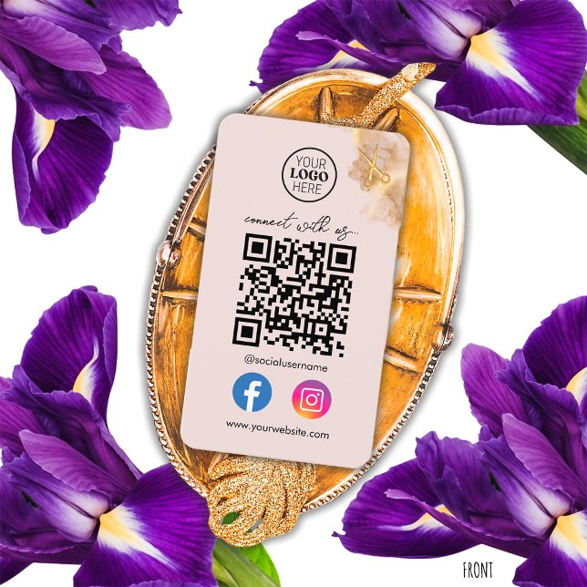 Cartão De Visita Tesouras Douradas Conecte-se Conosco Código QR de  (Criador carregado)