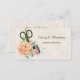 Cartão De Visita Tesouras florais e dedal da costureira do vintage (Frente/Verso)