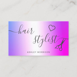 Cartão De Visita Tesouras metálicas púrpuras, de cabelo moderno, es