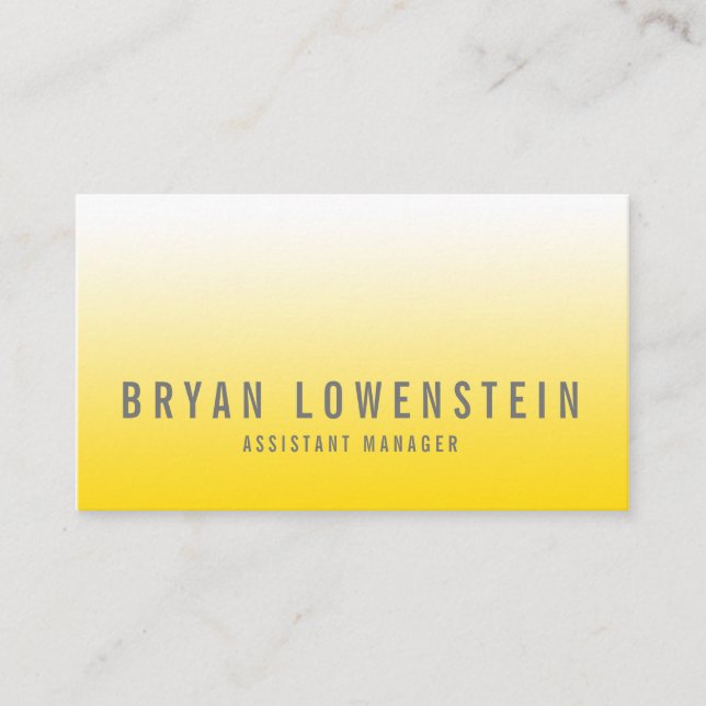 Cartão De Visita Teste padrão amarelo brilhante simples de Ombre (Frente)