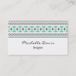 Cartão De Visita Teste padrão asteca verde na moda
