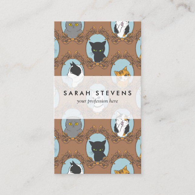 Cartão De Visita Teste padrão bonito dos gatos (Frente)