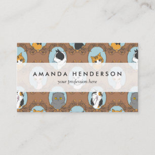 Cartão De Visita Teste padrão bonito dos gatos