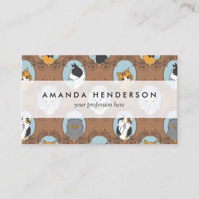 Cartão De Visita Teste padrão bonito dos gatos (Frente)