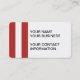 Cartão De Visita Teste padrão branco vermelho moderno das listras (Frente)