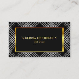 Cartão De Visita Teste padrão checkered do preto Dourado à moda