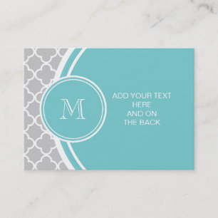 Cartão De Visita Teste padrão cinzento de Quatrefoil, monograma da