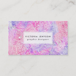 Cartão De Visita Teste padrão cor-de-rosa roxo feminino abstrato d