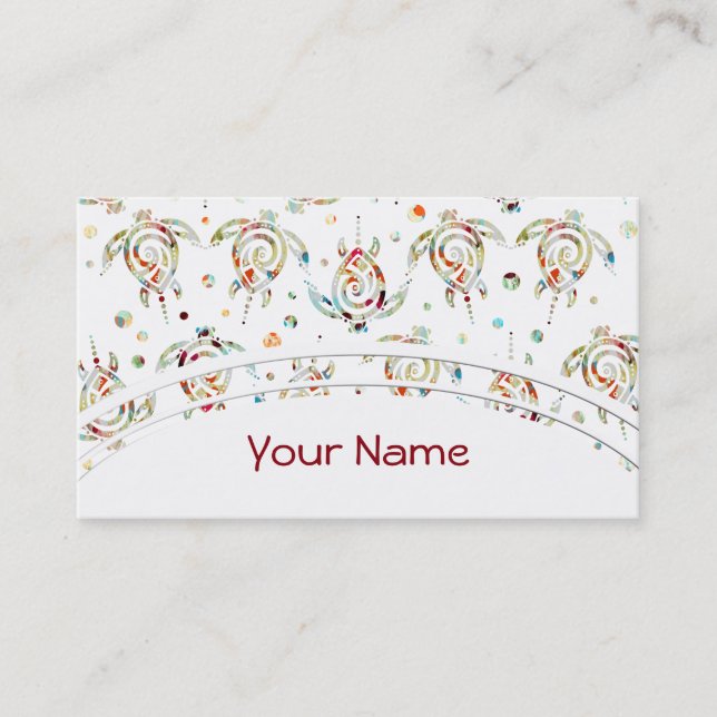 Cartão De Visita Teste padrão das tartarugas de mar de Shamanic + (Frente)