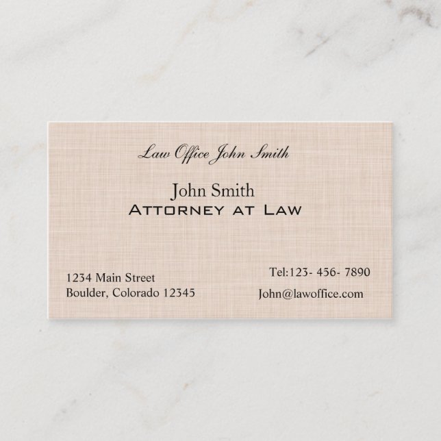 Cartão De Visita Teste padrão de linho da textura (Frente)