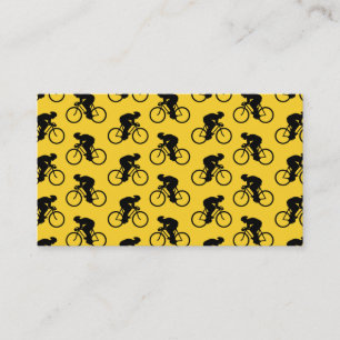 Cartão De Visita Teste padrão do cavaleiro da bicicleta. Amarelo e