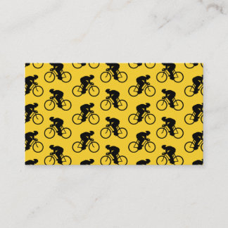 Cartão De Visita Teste padrão do cavaleiro da bicicleta. Amarelo e