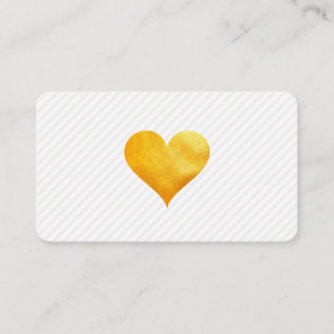 Cartão De Visita Teste padrão Dourado Cutesy da listra do coraçã