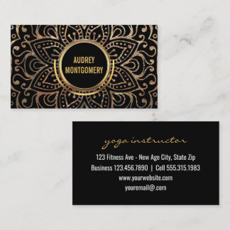 Cartão De Visita Teste padrão Dourado da mandala da flor do