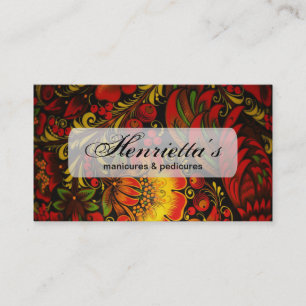Cartão De Visita Teste padrão floral da multa do vintage do russo