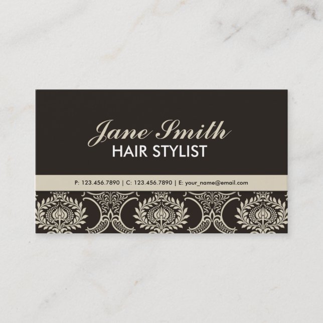 Cartão De Visita Teste padrão floral do damasco profissional (Frente)