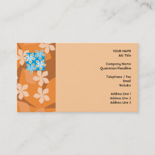 Cartão De Visita Teste padrão floral tropical. Azul e laranja