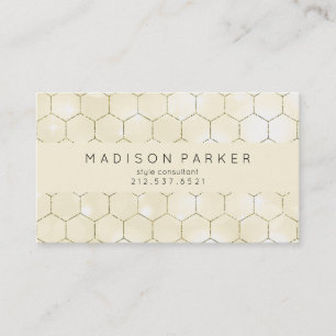 Cartão De Visita Teste padrão geométrico Dourado moderno em Ecru