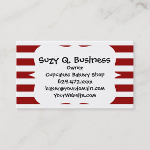 Cartão De Visita Teste padrão horizontal vermelho e branco das
