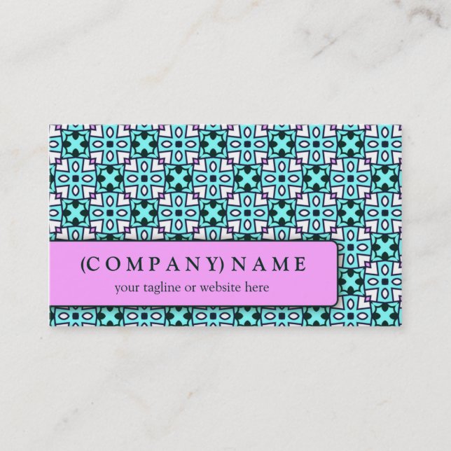 Cartão De Visita Teste padrão moderno azul das folhas (Frente)