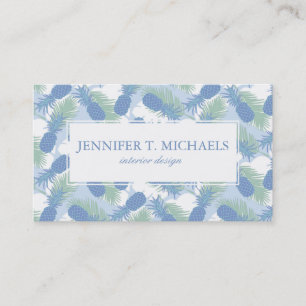 Cartão De Visita Teste padrão Pastel tropical do abacaxi