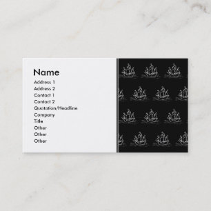 Cartão De Visita Teste padrão preto e branco do navio de pirata