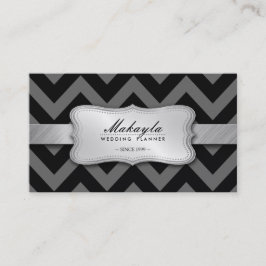 Cartão De Visita Teste padrão preto e cinzento elegante de Chevron