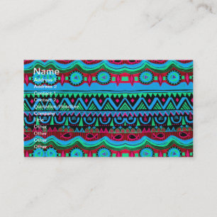 Cartão De Visita Teste padrão tribal azul cor-de-rosa feminino na