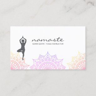 Cartão De Visita Teste padrão tribal da pose da ioga de Namaste