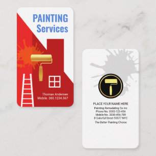 Cartão De Visita Teto Vermelho Simples Sendo Pintado