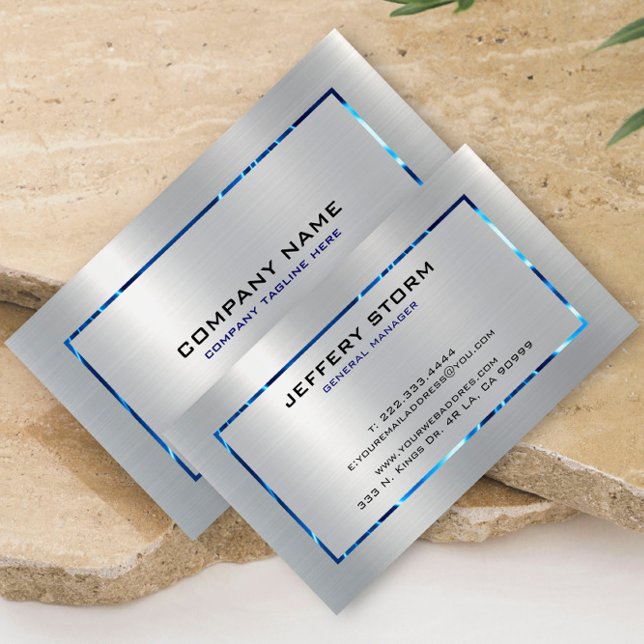 Cartão De Visita Têxteis Metálicos de Cinza Prateada Parede Aço Ino (Criador carregado)