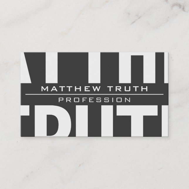 Cartão De Visita Texto Branco de Cinzas Escuras Muito Modernas (Frente)